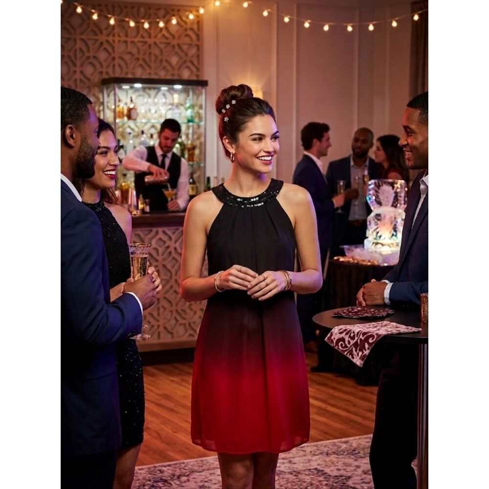 A. Byer Red Black Ombre Cocktail/Party dress Sz S